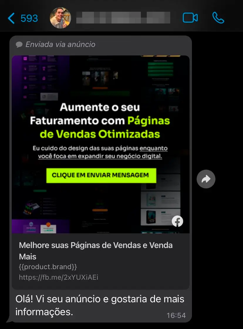 Cliente 4 - Mensagem no WhatsApp